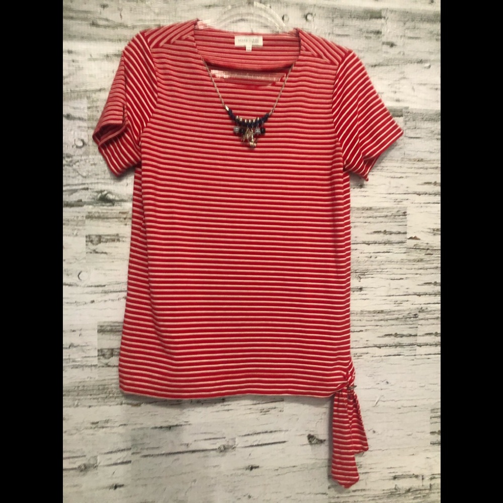 Marie-Claire nautical top with  mock necklace